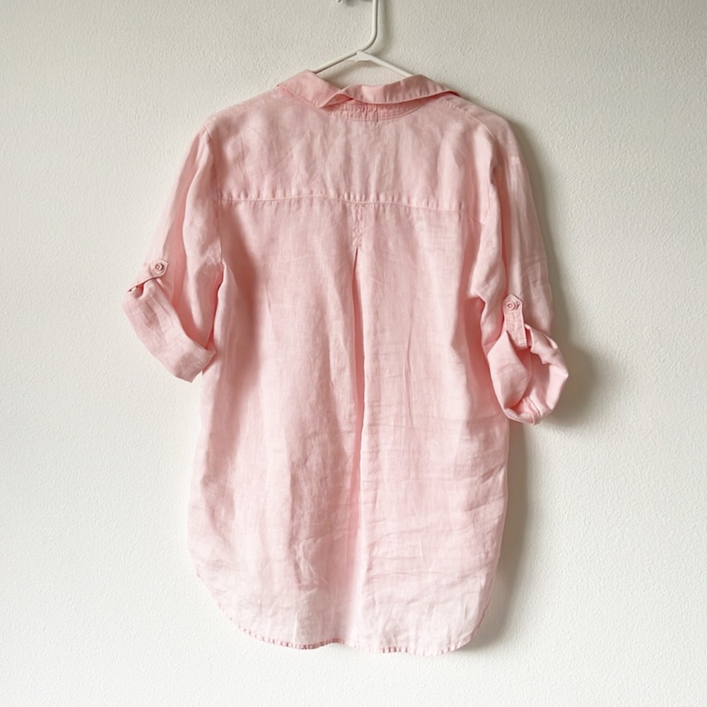 Side Stitch 10”% Linen Blouse - Picture 3 of 13